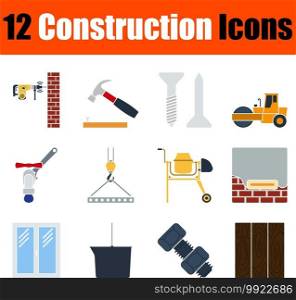 Construction Icon Set. Flat Design. Fully editable vector illustration. Text expanded.