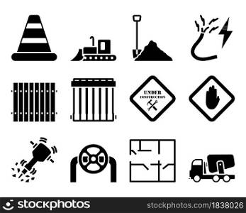 Construction Icon Set. Fully editable vector illustration. Text expanded.