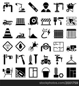 Construction Icon Set. Fully editable vector illustration. Text expanded.