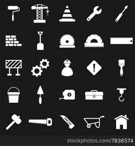 Construction icons on black background, stock vector