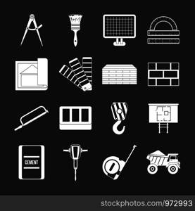 Construction icons set vector white isolated on grey background . Construction icons set grey vector