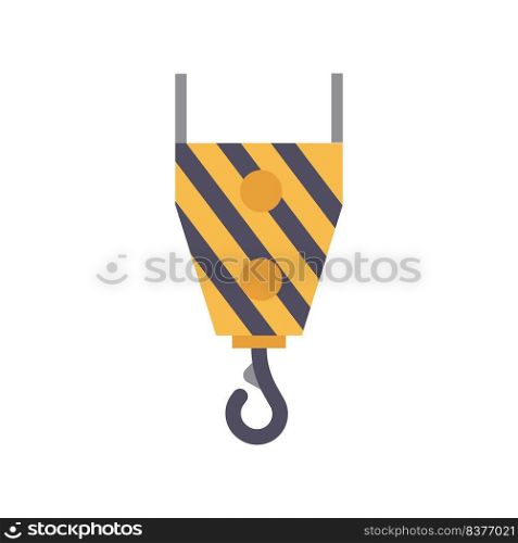 Construction industry hook icon and crane equipment illustration. Building heavy engineering symbol and industrial work tool. Lifting machinery weight with rope and machine build house. Cargo element