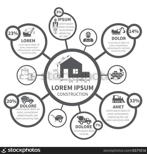 Construction infographics elements for presentation vector illustration