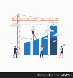 Construction investment flat icon. Crane, graph, growth, developer. Business concept. Can be used for topics like startup, real estate, finance. Construction investment flat icon