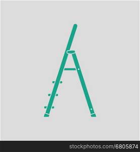 Construction ladder icon. Gray background with green. Vector illustration.