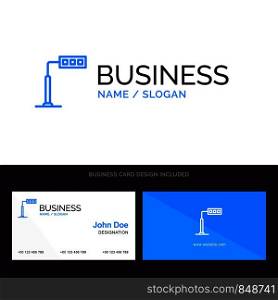 Construction, Light, Tower, Road Blue Business logo and Business Card Template. Front and Back Design