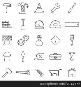 Construction line icons on white background, stock vector
