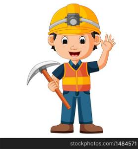construction man holding axe