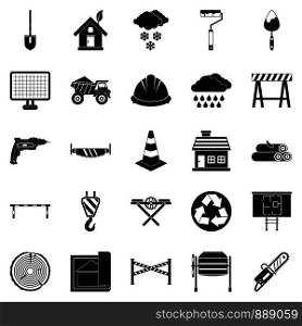 Construction material icons set. Simple set of 25 construction material vector icons for web isolated on white background. Construction material icons set, simple style