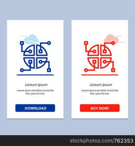 Construction, Network, Map Blue and Red Download and Buy Now web Widget Card Template