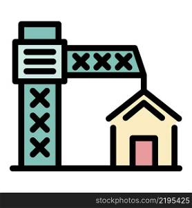 Construction of the house icon. Outline construction of the house vector icon color flat isolated. Construction of the house icon color outline vector