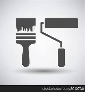 Construction paint brushes icon on gray background with round shadow. Vector illustration.