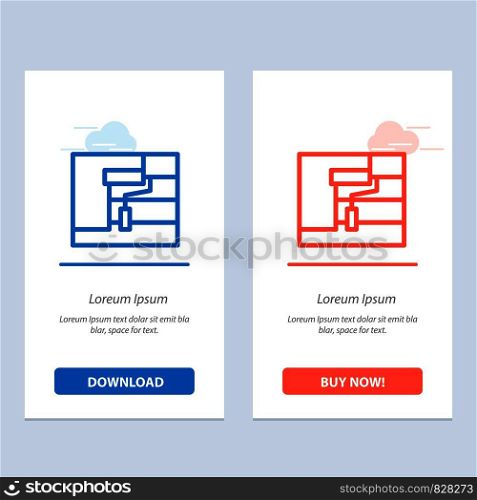 Construction, Painting, Roller, Tool Blue and Red Download and Buy Now web Widget Card Template