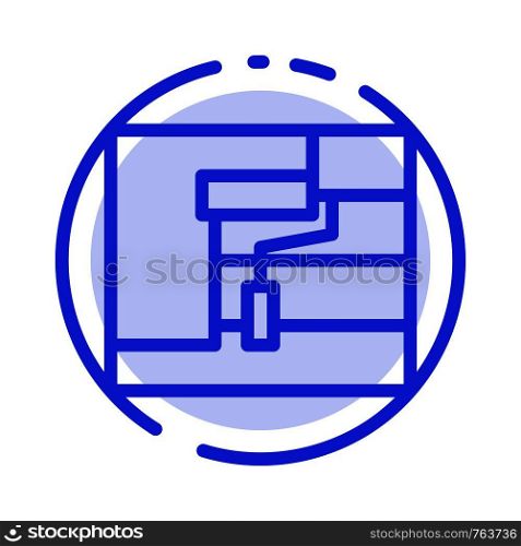Construction, Painting, Roller, Tool Blue Dotted Line Line Icon