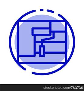 Construction, Painting, Roller, Tool Blue Dotted Line Line Icon