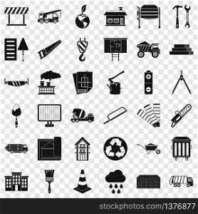 Construction place icons set. Simple style of 36 construction place vector icons for web for any design. Construction place icons set, simple style