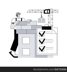 Construction quality control abstract concept vector illustration. Quality management, building progress, project requirements, materials specification, architecture blueprint abstract metaphor.. Construction quality control abstract concept vector illustration.