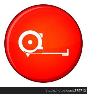 Construction roulette icon in red circle isolated on white background vector illustration. Construction roulette icon, flat style