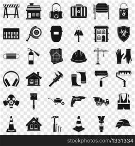 Construction shield icons set. Simple style of 36 construction shield vector icons for web for any design. Construction shield icons set, simple style