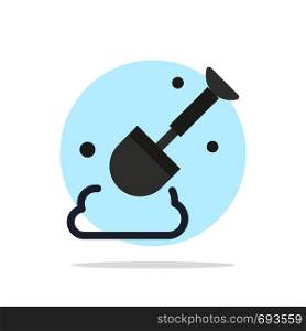 Construction, Shovel, Tool Abstract Circle Background Flat color Icon