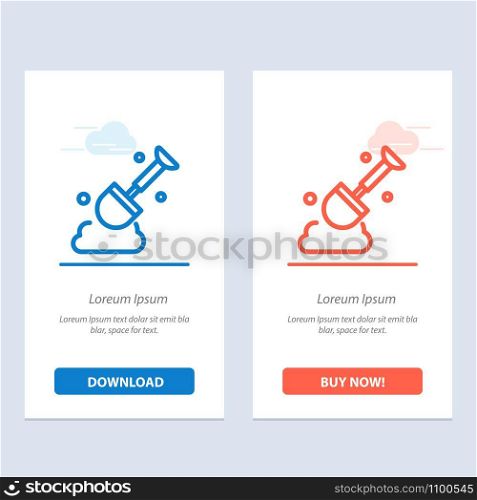 Construction, Shovel, Tool Blue and Red Download and Buy Now web Widget Card Template