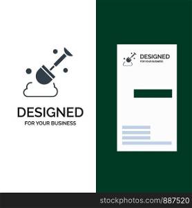 Construction, Shovel, Tool Grey Logo Design and Business Card Template