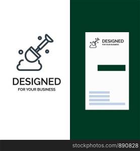 Construction, Shovel, Tool Grey Logo Design and Business Card Template