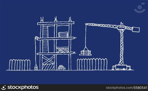 Construction site cartoon blueprint