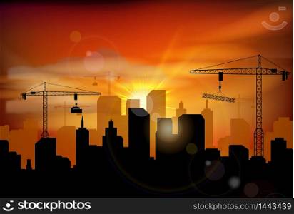 Construction site silhouette. vector