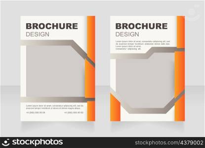 Construction stage report blank brochure design. Template set with copy space for text. Premade corporate reports collection. Editable 2 paper pages. Arial Black, Regular fonts used. Construction stage report blank brochure design
