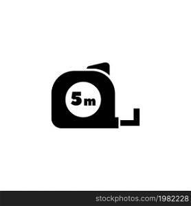Construction Tape Measure. Flat Vector Icon. Simple black symbol on white background. Construction Tape Measure Flat Vector Icon