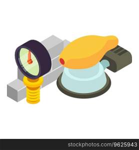 Construction tool icon isometric vector. Manometer and floor sanding machine. Construction and repair. Construction tool icon isometric vector. Manometer and floor sanding machine