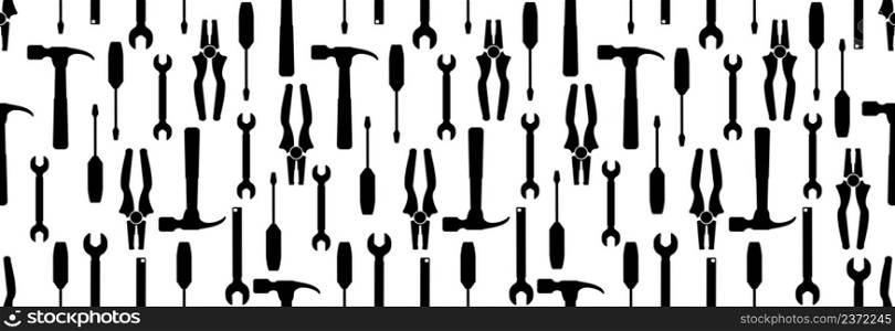 Construction tools, happy labor day. Seamless pattern.
