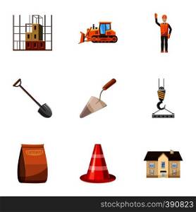 Construction tools icons set. Cartoon illustration of 9 construction tools vector icons for web. Construction tools icons set, cartoon style