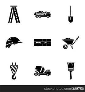 Construction tools icons set. Simple illustration of 9 construction tools vector icons for web. Construction tools icons set, simple style