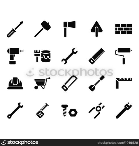 Construction tools related icon set.Vector illustration