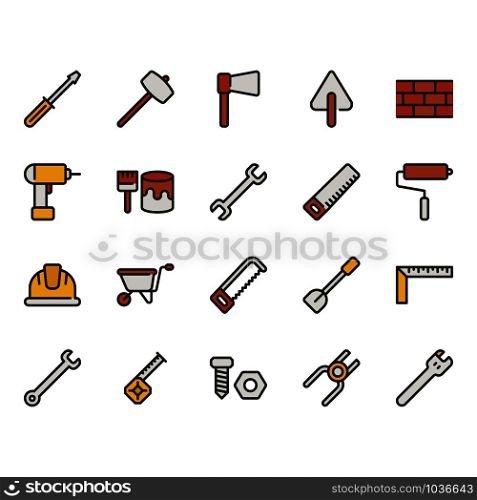 Construction tools related icon set.Vector illustration