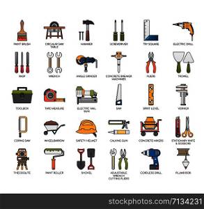 Construction Tools , Thin Line and Pixel Perfect Icons