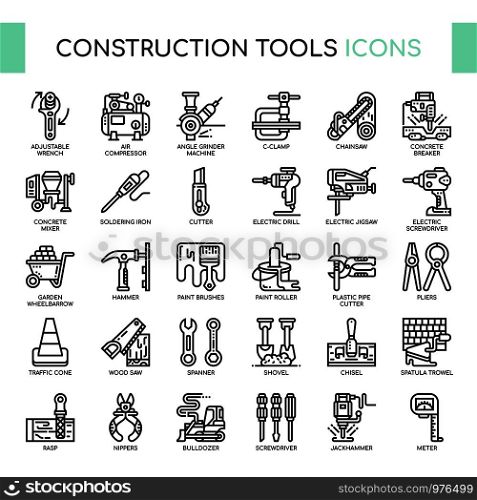 Construction tools , Thin Line and Pixel Perfect Icons