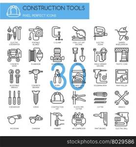 Construction Tools , thin line icons set , Pixel Perfect Icons