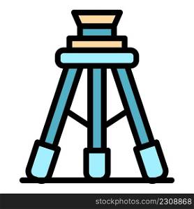 Construction tripod icon. Outline construction tripod vector icon color flat isolated. Construction tripod icon color outline vector