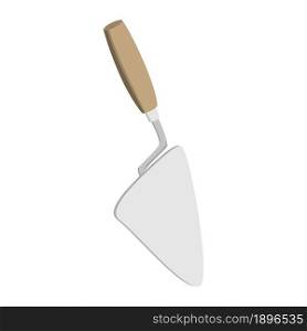 Construction trowel with wooden handle isolated on white. A tool for laying bricks or archaeological sites. Vector EPS10.