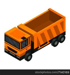Construction truck icon. Isometric of construction truck vector icon for web design isolated on white background. Construction truck icon, isometric style