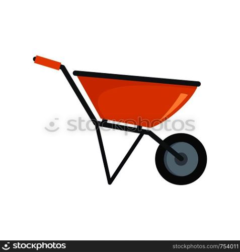 Construction wheelbarrow icon. Flat illustration of construction wheelbarrow vector icon for web isolated on white. Construction wheelbarrow icon, flat style