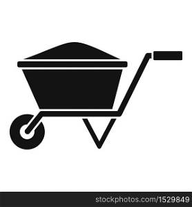 Construction wheelbarrow icon. Simple illustration of construction wheelbarrow vector icon for web design isolated on white background. Construction wheelbarrow icon, simple style