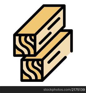 Construction wood icon. Outline construction wood vector icon color flat isolated. Construction wood icon color outline vector
