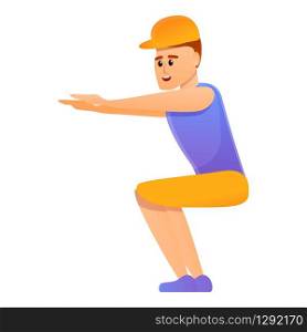 Construction worker make exercise icon. Cartoon of construction worker make exercise vector icon for web design isolated on white background. Construction worker make exercise icon, cartoon style
