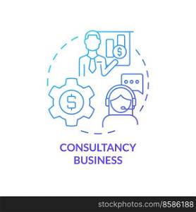 Consultancy business blue gradient concept icon. Professional assistance. Future business trend abstract idea thin line illustration. Isolated outline drawing. Myriad Pro-Bold font used . Consultancy business blue gradient concept icon