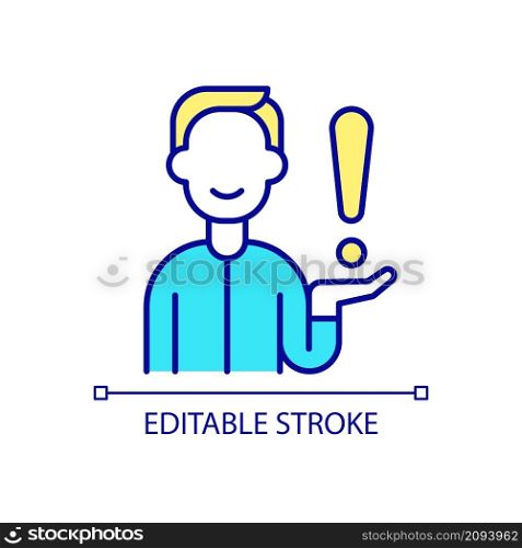 Consultant RGB color icon. Providing information. Customer service assistant. Giving recommendation. Isolated vector illustration. Simple filled line drawing. Editable stroke. Arial font used. Consultant RGB color icon