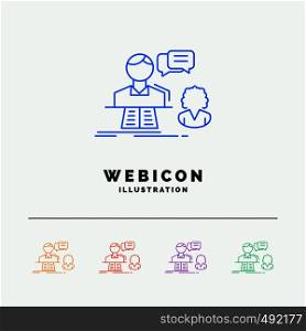 consultation, chat, answer, contact, support 5 Color Line Web Icon Template isolated on white. Vector illustration. Vector EPS10 Abstract Template background